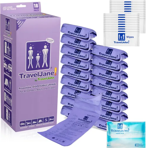Vista 8 de TravelJane Resealable Disposable Urinal Bags – Travel Urinal for Women, Men & Kids – Odorless Leakproof Portable Urine Bags – Ideal for Camping