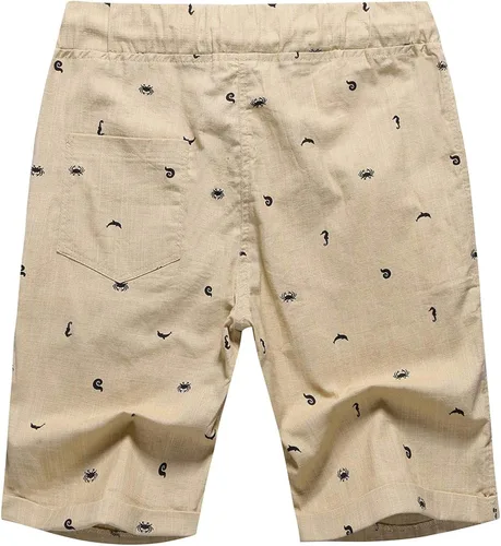 Vista 2 de Boisouey - Pantalones cortos de verano para hombre, de lino, estilo informal