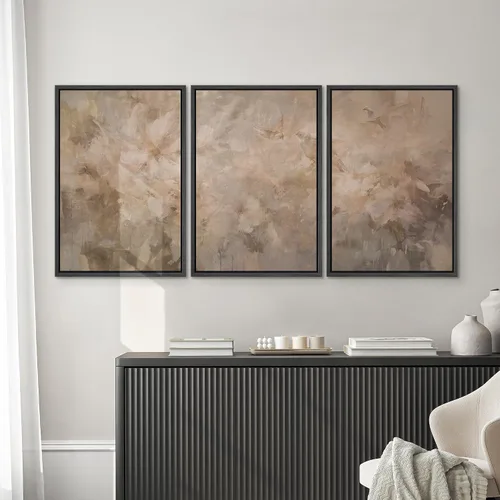 Vista 536 de SIGNWIN Lienzo enmarcado para pared, juego de arte neutro de bosque brumoso, ilustraciones en tono tierra, arte moderno, decorativo, bohemio