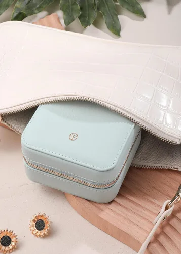Vista 6 de S.Leaf Organizador de joyas de viaje para mujer, caja de viaje pequeña, caja de viaje portátil, estuche de joyería de viaje, organizador de joyas