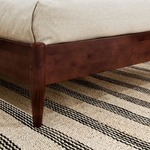 Vista 8 de AFI, Aria - Cama de plataforma moderna de perfil bajo de madera maciza, tamaño individual, nogal Nuez