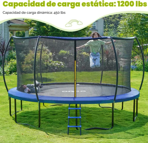 Vista 2 de ORCC Kids Trampoline Outdoor 8FT 10FT 12FT 14FT 15FT 16FT with Enclosure, Non-Slip Ladder & Anti-Rust Coated Frame, 1200LBS Weight Capacity
