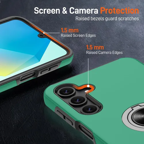 Vista 196 de Gritup - Funda para Galaxy A05S con protector de pantalla HD×2, funda protectora para teléfono a prueba de golpes con soporte magnético de anillo