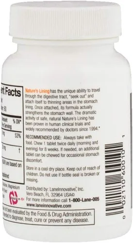 Vista 3 de Lane Innovative - Nature's Lining, tabletas masticables que ayudan a proteger la pared del estómago, alivio duradero, apoya el equilibrio digestivo*