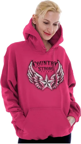 Vista 3 de Brisco Brands Country Strong - Sudadera con capucha para mujer con diseño de alas de ángel