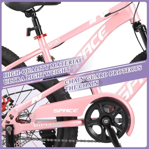 Vista 6 de Bicicleta para niños ONLYGU - Bicicleta de 18 20 pulgadas para niños y niñas con asiento ajustable y freno de mano, bicicletas para niños de 7 a 13