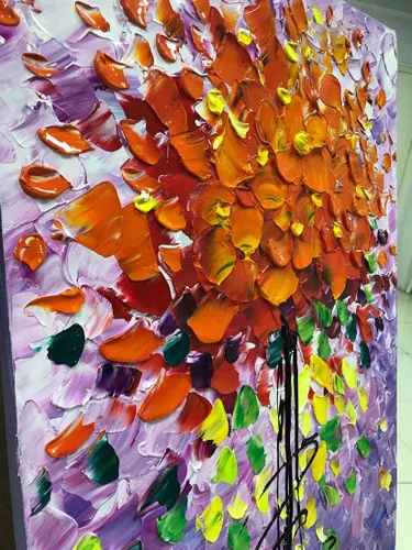 Vista 2 de Yotree Pinturas, 24x48 Pulgadas De Pinturas Brillantes Flores Al Óleo De La Mano De Pintura 3D Pintado A Mano Sobre Lienzo Abstracto Arte De Arte De