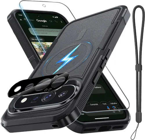 Vista 57 de Funda para Google Pixel 9A, de cuerpo completo, resistente, a prueba de golpes, con correa de cordón, protector de pantalla de vidrio templado
