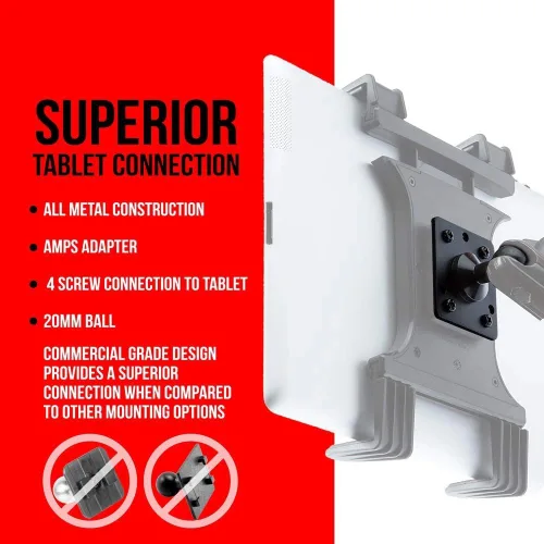 Vista 3 de Tackform Soporte para portavasos de tableta para automóvil o camión [Serie Enduro] Soporte ELD resistente - Brazo ajustable de aluminio de 3 vías