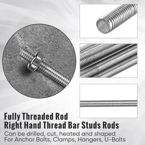 Vista 7 de LEIFIDE Varillas roscadas de 8/32 pulgadas 4mm con tuercas hexagonales de 4mm Tuercas hexagonales roscadas totalmente de acero inoxidable