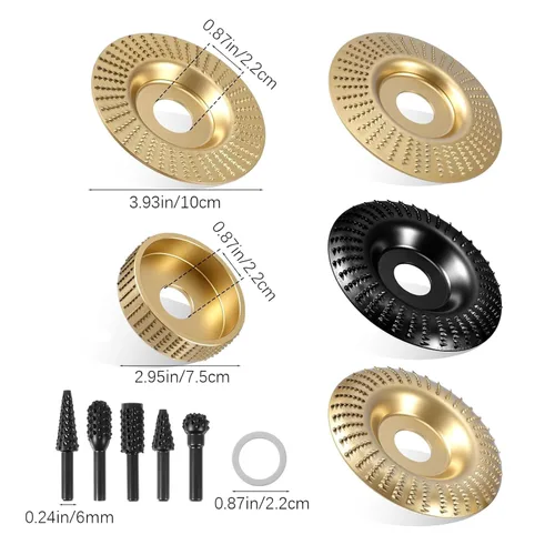 Vista 2 de Juego de 10 discos de molienda de madera para amoladora angular Ruedas de moldeo de madera de 4 o 4 1/2 pulgadas para amoladoras de tocones, eje