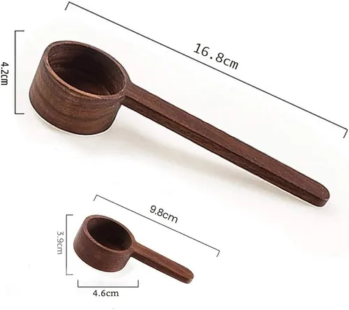 Vista 3 de Cucharas de madera para botes, cuchara de café, cuchara de café molido de madera estilo coreano de 16.8 cm, medición para granos molidos o té Un