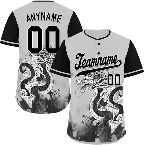 Vista 21 de Camiseta de béisbol de dragón personalizada para hombres y mujeres, camisa de Steetwear de estilo gótico, nombre del equipo y número personalizado