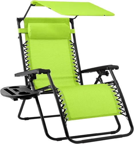 Vista 28 de Sillón plegable de gravedad cero para patio, con toldo ajustable y reposacabezas Amatista púrpura