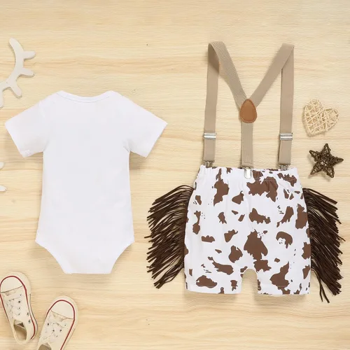 Vista 7 de GRNSHTS Ropa Divertida de Primer Cumpleaños para Bebé Niño Mameluco con Pajarita Body Conjuntos para Sesión de Fotos con Pastel marrón (Cow Brown)