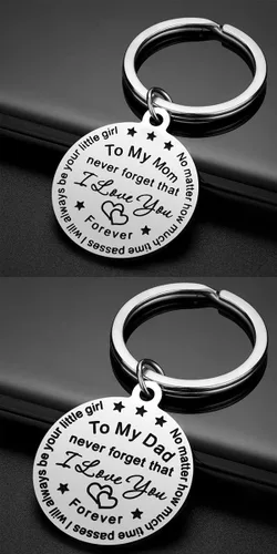 Vista 5 de iJuqi Parent Gifts from Daughter for Christmas - 2PCS Mom Dad Keychain Christmas Gifts for Parents Wedding Day
