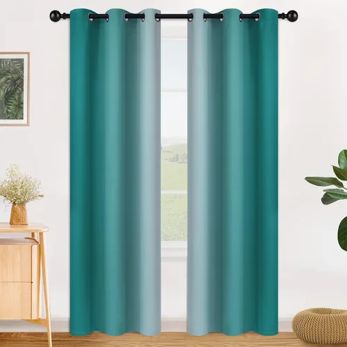 Vista 150 de SimpleHome Cortinas degradadas degradadas para oscurecer la habitación de 36 pulgadas de largo para dormitorio, con ojales y bloqueo de luz Negro