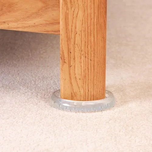 Vista 2 de SoftTouch Copas redondas de 4 pulgadas para alfombra, protector de alfombra de plástico antiabolladuras para mesas, camas, sofás, sillas, juego
