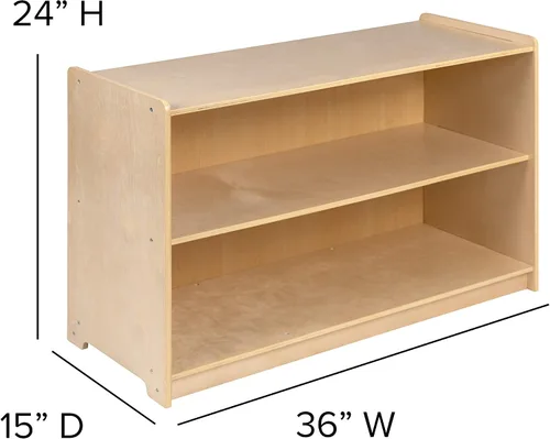 Vista 3 de Flash Furniture Hercules - Armario de madera de 2 secciones para el aula escolar para uso comercial o doméstico, seguro, diseño apto para niños, 24