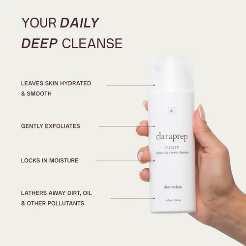 Vista 2 de Dermaclara Claraprep - Jabón facial de colágeno para mujeres y hombres, limpiador espumoso suave para pieles secas, propensas al acné y grasas