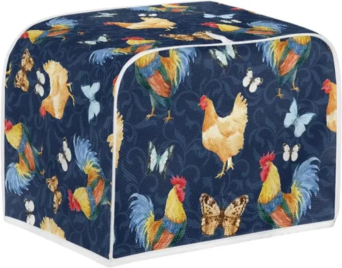 Vista 13 de JEOCODY Fundas para horno tostador para cocina, 2 rebanadas retro con estampado de mármol negro, cubierta antipolvo, lavable e impermeable