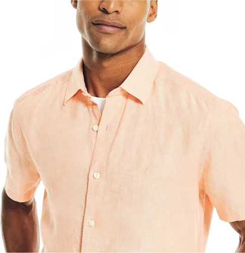 Vista 4 de Nautica Camisa de lino de manga corta para hombre