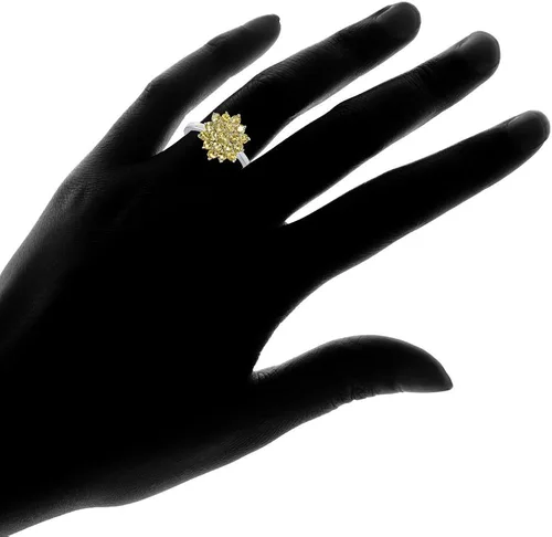 Vista 4 de Ice Gems Anillo de plata de ley con flor de citrino auténtica