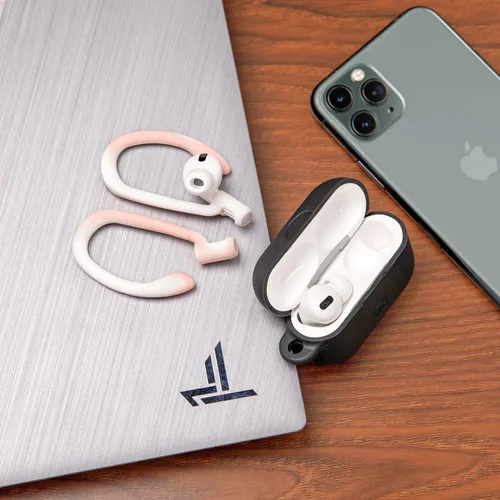 Vista 7 de WC HookZ + WC TipZ - Combo de ganchos para las orejas y puntas de espuma viscoelástica para Airpods Pro de Wicked Cojines, color rosa