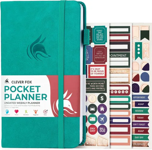 Vista 7 de Clever Fox Agenda de bolsillo semanal – Agenda mensual sin fecha y calendario, mini planificador perfecto para bolso, 3.7 x 6.7 pulgadas