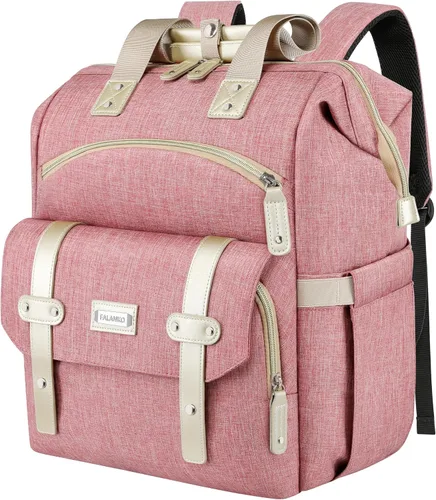 Vista 20 de Mochila para portátil para mujer, para trabajo de doctoras, profesoras, enfermeras, de 15.6 pulgadas, mochila universitaria de apertura amplia
