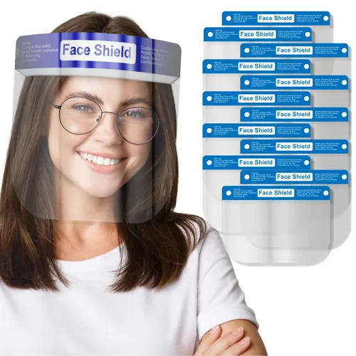 Vista 7 de Medical Nation Protector Facial 10 Unidades Protectores Faciales de Plástico Transparente para Mujeres, Hombres y Niños, Antiempañamiento