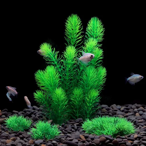 Vista 3 de MyLifeUNIT Plantas de acuario, decoraciones artificiales de acuario para decoración de peceras, paquete de 4