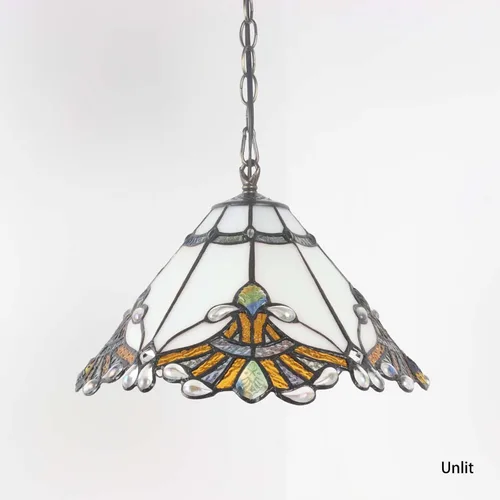 Vista 5 de Bieye L11058 Lámpara colgante de techo estilo Tiffany barroco para decoración del hogar (blanco, 13 pulgadas de ancho)