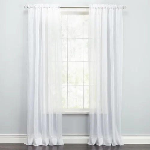Vista 10 de BrylaneHome BH Studio - Paneles de gasa transparente con bolsillo para barra, juego de 2 a 120 pulgadas de ancho y 63 pulgadas de largo, hojas