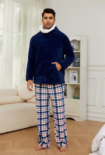 Vista 3 de U2SKIIN Pijamas a juego para parejas, juego de pijamas de felpa ultra suave, pijamas de felpa para invierno, ropa de dormir acogedora y cálida