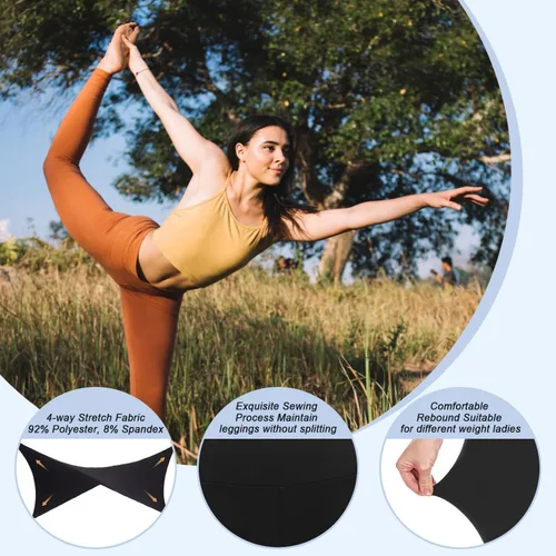 Vista 4 de FULLSOFT Paquete de 4 leggings con bolsillos para mujer, pantalones suaves de cintura alta con control de abdomen para entrenamiento y yoga