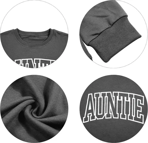 Vista 6 de Sudadera de manga larga con cuello redondo para mujer con estampado de letras de tía