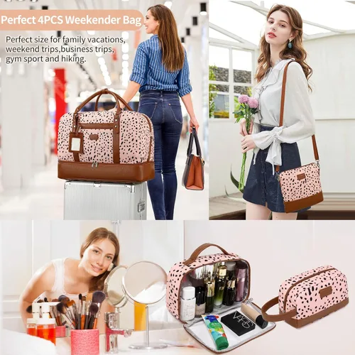 Vista 2 de Wogarl Bolsas de fin de semana para mujer, bolsa de lona grande para la noche, bolsas de viaje