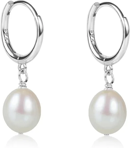 Vista 32 de LILY LUSTRE - Aretes colgantes de plata de ley 925 chapados en oro de 14 quilates, seleccionados a mano, calidad AAAA, color blanco natural