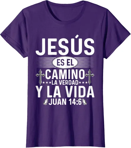 Vista 10 de Camisetas Cristianas en español Versículos Biblia Juan 14:6 Camiseta, Negro, S