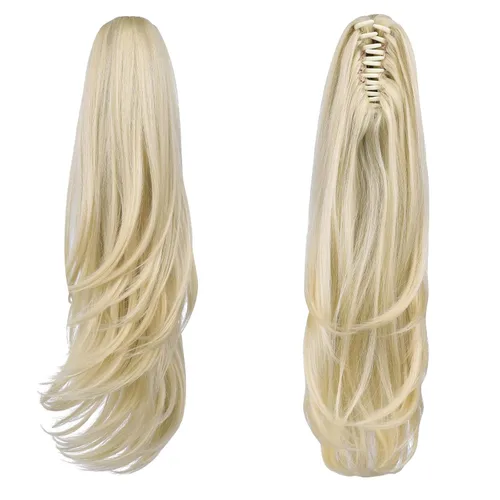Vista 52 de Extensiones de cola de caballo, extensiones de cabello de cola de caballo con clip de garra marrón oscuro para mujer, pieza de cabello rizado