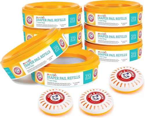 Vista 10 de Munchkin® Arm & Hammer - Anillos de repuesto para cubos de pañales, capacidad para hasta 272 pañales para recién nacidos, 1 paquete