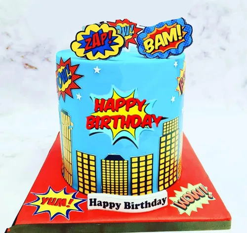 Vista 6 de Decoración para pastel de superhéroe: decoraciones de feliz cumpleaños para suministros de fiesta temática de héroes