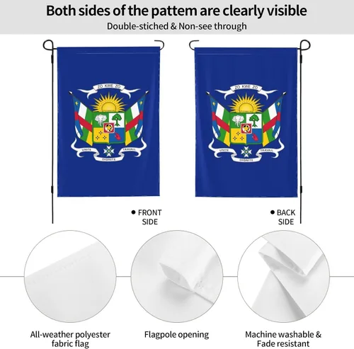 Vista 6 de Coat of arms of the Central African Republic Garden Flag 12.5"x18" Inch Double Sided Garden Flags Home Lawn Outdoor Decor Flags Party Banner Welcome