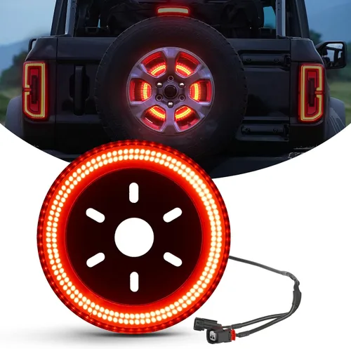 Vista 10 de SUPAREE Luz de Freno de Llanta de Repuesto Compatible con Jeep Wrangler 2007-2017 JK JKU YJ TJ, Plug and Play 4ta Tercera Luz de Freno Trasera LED
