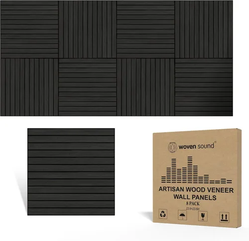 Vista 11 de WoveN SounD Paneles de pared acústicos, teca, paquete de 8, 23.6 x 23.6 pulgadas
