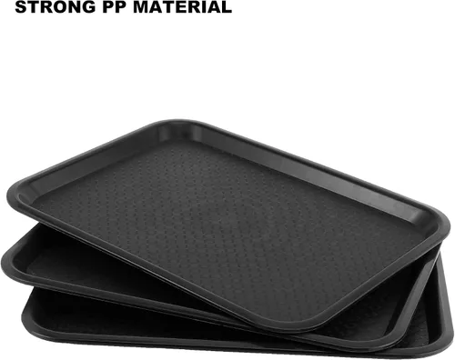 Vista 3 de SHEUTSAN 8 paquetes de bandejas de plástico de 16 x 12 pulgadas para comida rápida, bandejas rectangulares antideslizantes para servicio