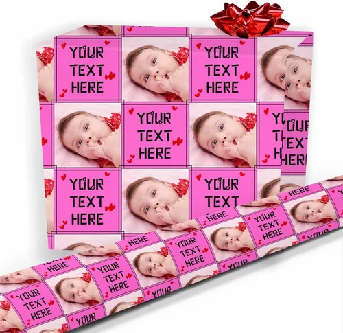 Vista 19 de Papel de regalo personalizado, divertido papel de regalo para cara, foto, nombre, Día del Padre, rollo de regalo para papá, hombres, mujeres, niños
