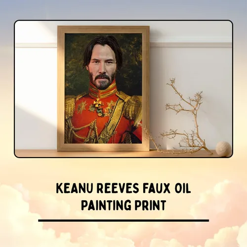 Vista 6 de Keanu Poster - Arte divertido de celebridades - Impresión en lienzo de pintura al óleo sintética - Arte divertido de cultura pop