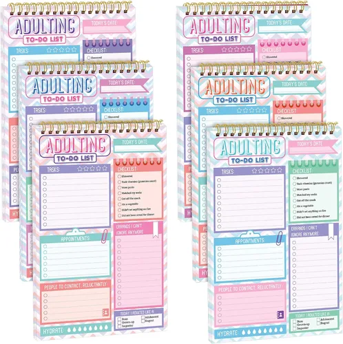 Vista 13 de Glenmal Paquete de 6 Libretas de Tareas Sin Fecha, Libreta de Tareas Diarias, Planificador Diario, 180 Hojas para Adultos, Estudiantes, Oficina